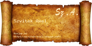 Szvitek Axel névjegykártya